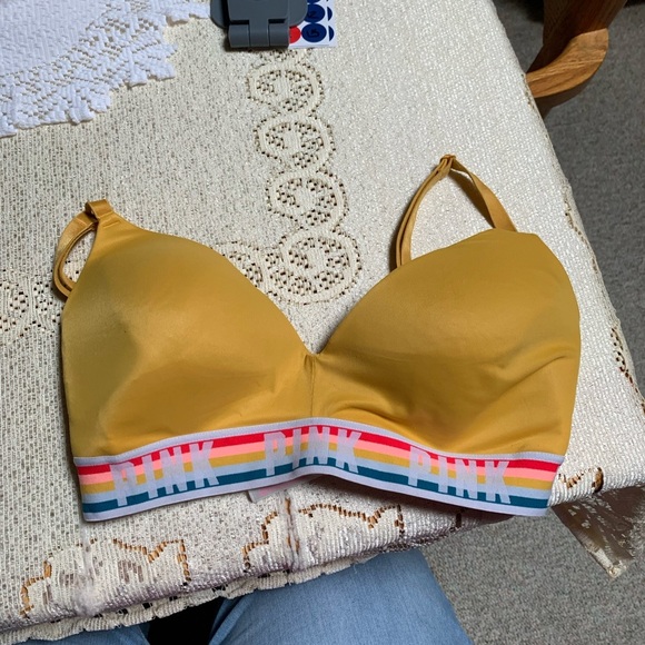 Pink Victoria Secret Women’s Yellow Bra Size 32 DD - Picture 1 of 11